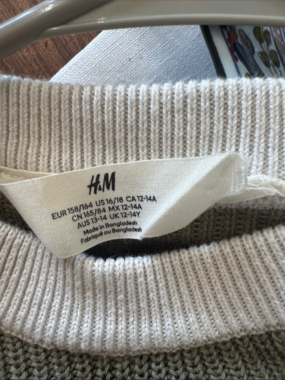 H&M Two-Tone Ribbed Knit Sweater - Cream & Olive - Picture 2 of 2